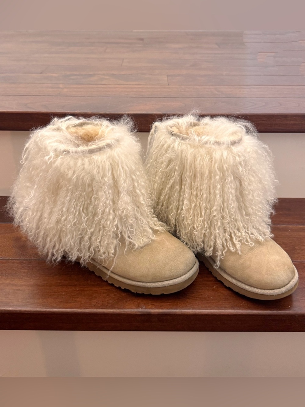 UGG Cream Fur-Trim Winter Boots